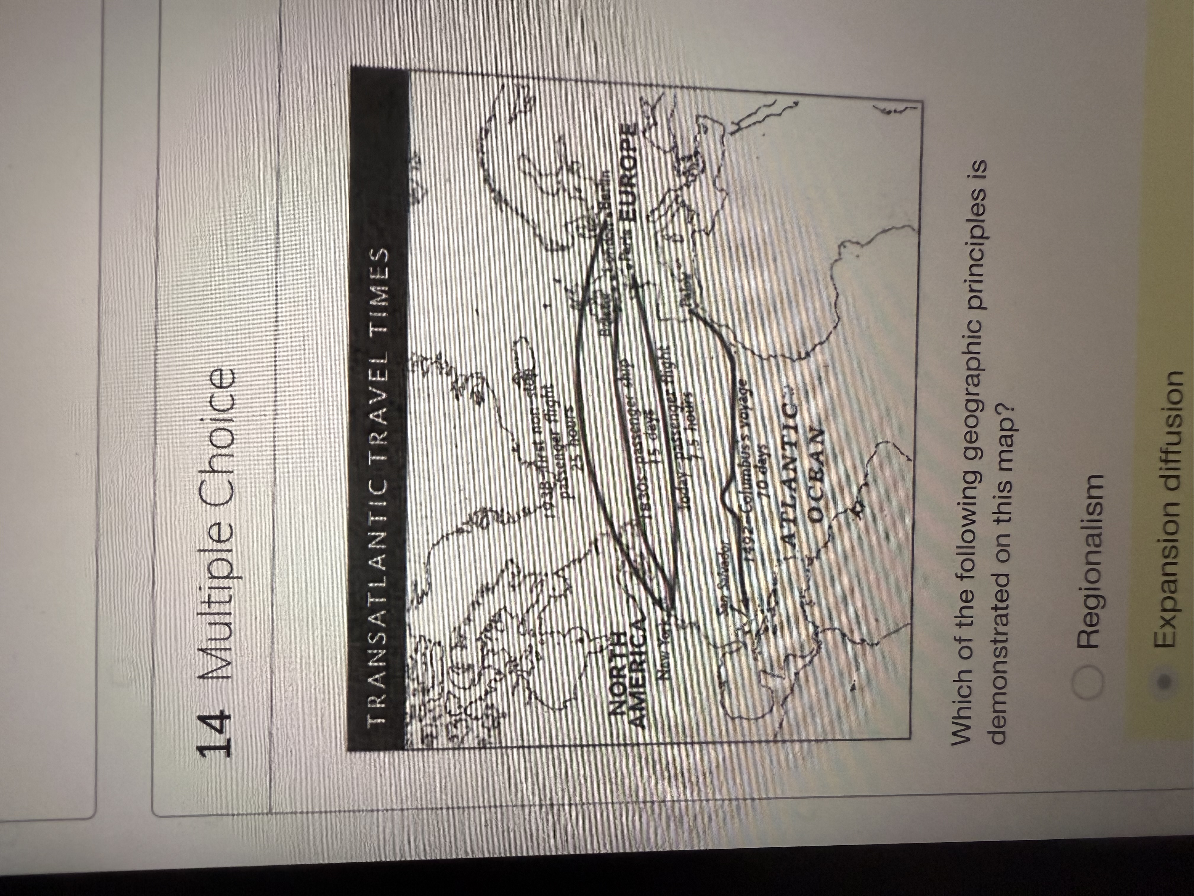 <p>What geographic principle is demonstrated on this map?</p>