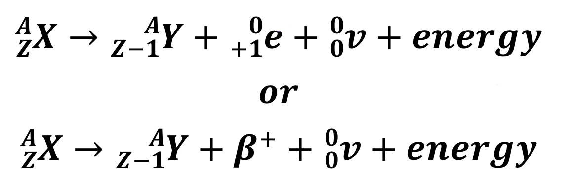 <p>e represents an anti-electron particle, and v is a neutrino</p>