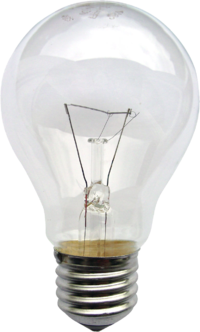 An electric lamp in which a filament is heated by an electrical current & emitting light.