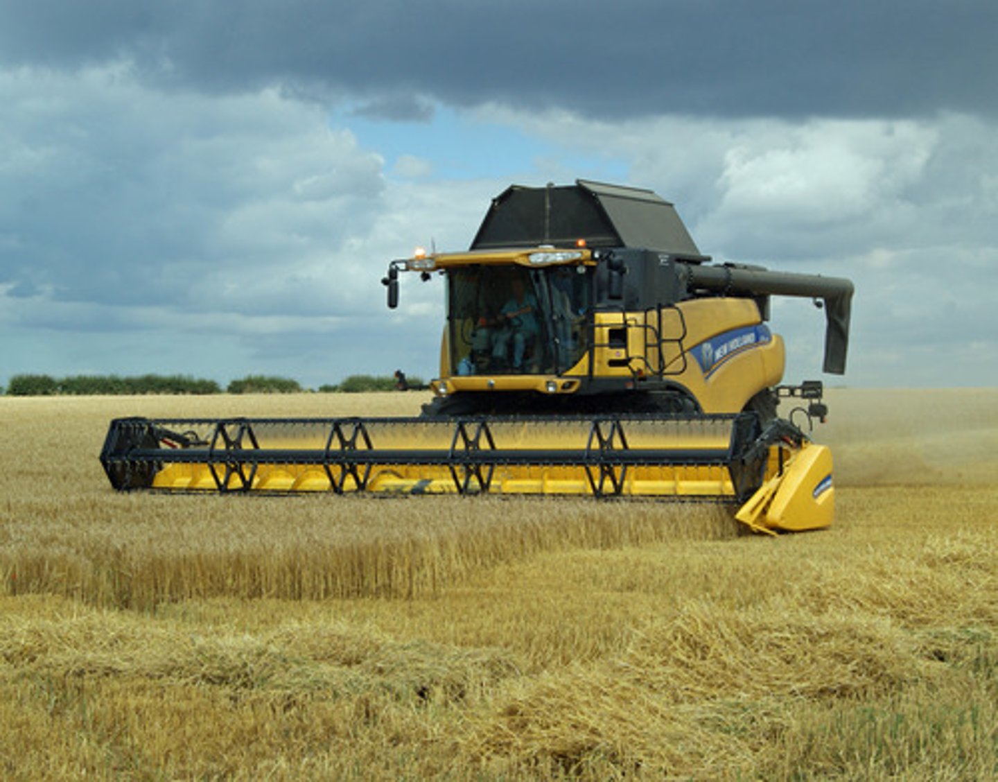 <p>a machine used for harvesting crops, especially grain</p>