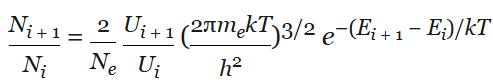 <p>N<sub>i</sub> = number of particles in ionisation state 1</p>