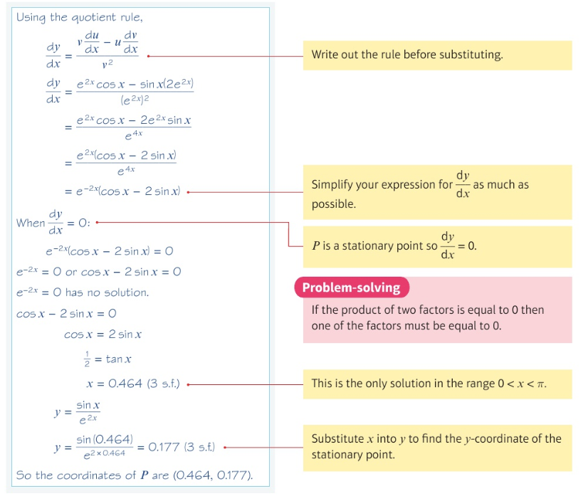 <p>where u= sinx and v=e<sup>2x</sup></p><p>u’=cosx v’=2e<sup>2x</sup></p>