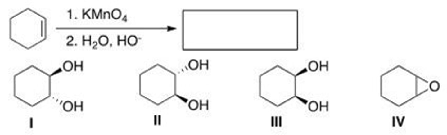 <p>What is (are) the product(s) of the following reaction?</p><p>A. I</p><p>B. II</p><p>C. III</p><p>D. IV</p>