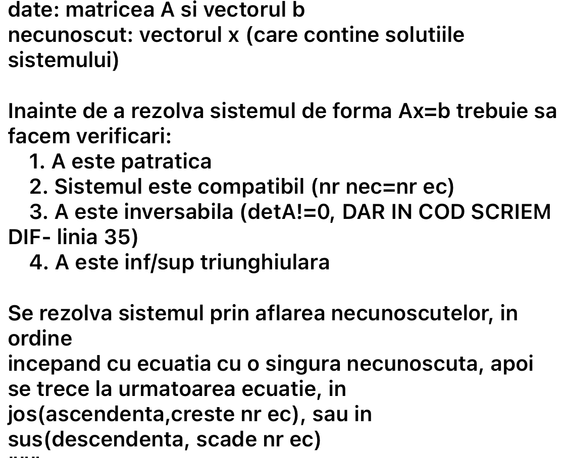 <p>verificari + metoda substitutiei descendente </p>