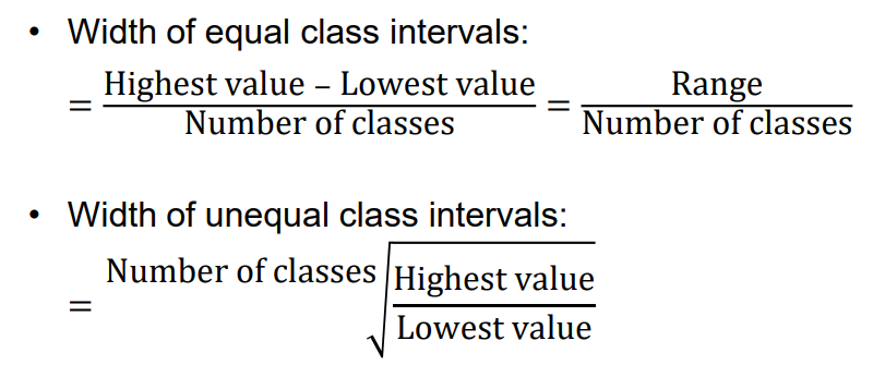 <p>• Rounded bounds or limits</p><p>• If possible, avoid open classes</p><p>NUMBER OF CLASSES</p><p>upper - lower bond</p>