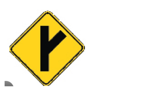 <p>side road enters highway ahead at an angle</p>