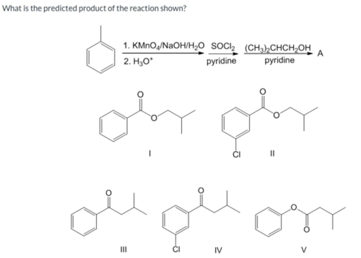 <p>What is the predicted product of the reaction shown?</p>