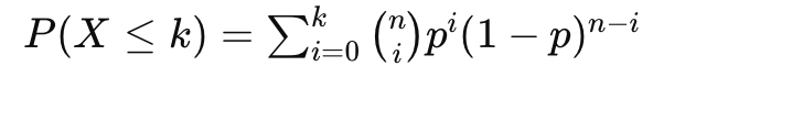 <p><span>Es la suma de las probabilidades desde 0 hasta <em>k</em>:</span></p>