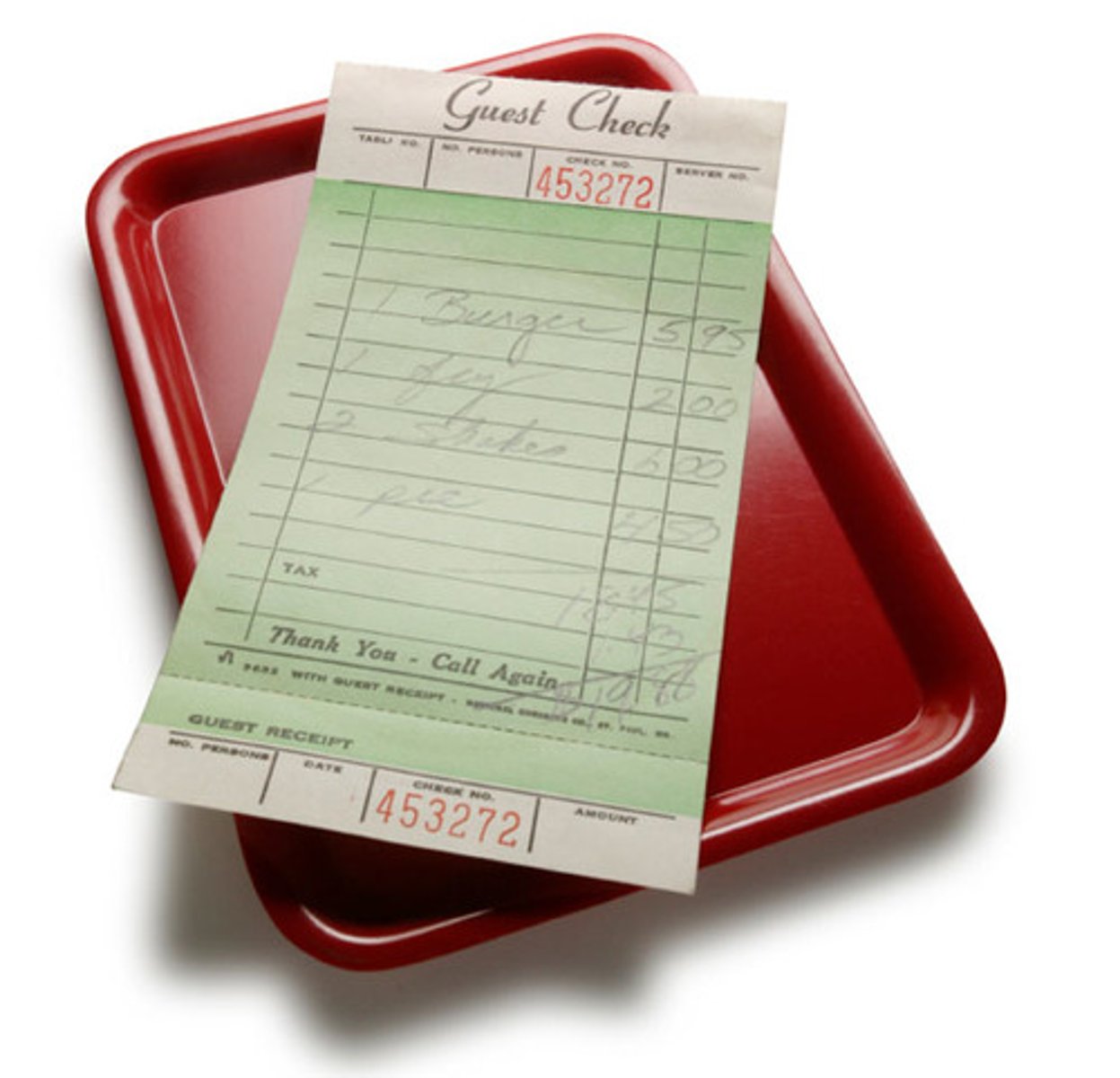 <p>the check, bill</p>