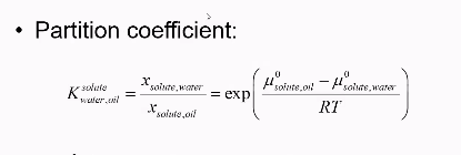 <ul><li><p>Mew of solute in oil should be the same as mew of solute in water, as they are in thermodynamic equilibrium</p></li></ul><p></p>
