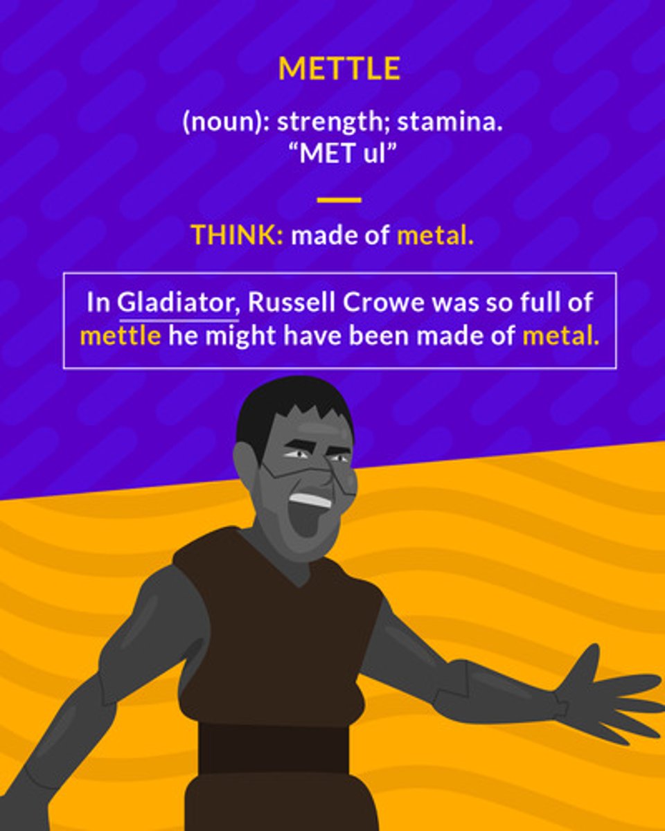 <p>(noun) courage; endurance</p>