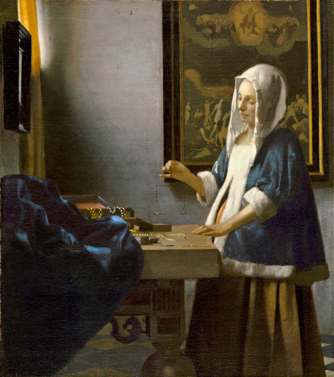 <p>“Woman Weighing Pearls and Gold” c.1665</p>