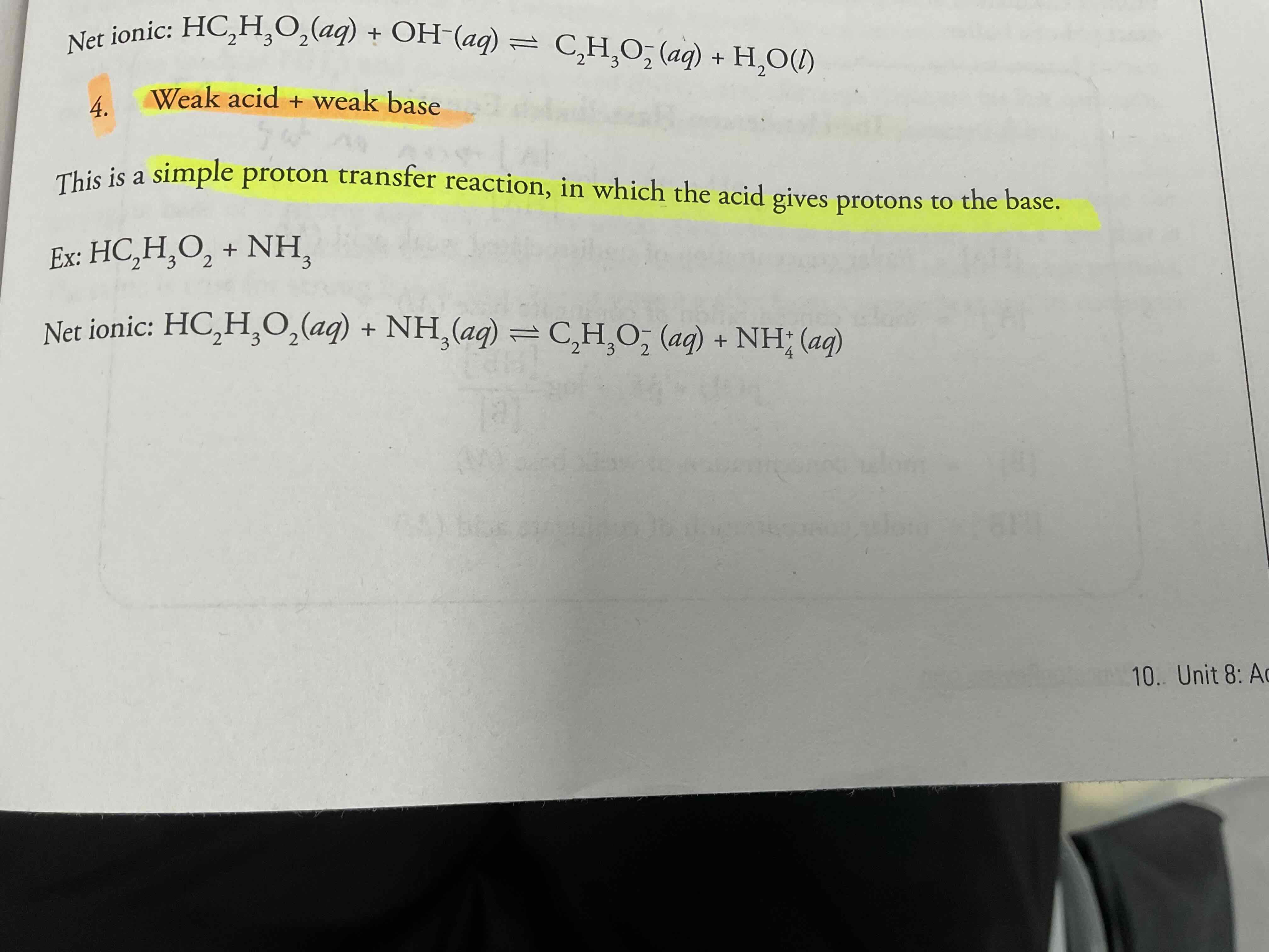 <p>Simple proton transfer reaction, in which the acid gives protons to the base.</p><p></p>