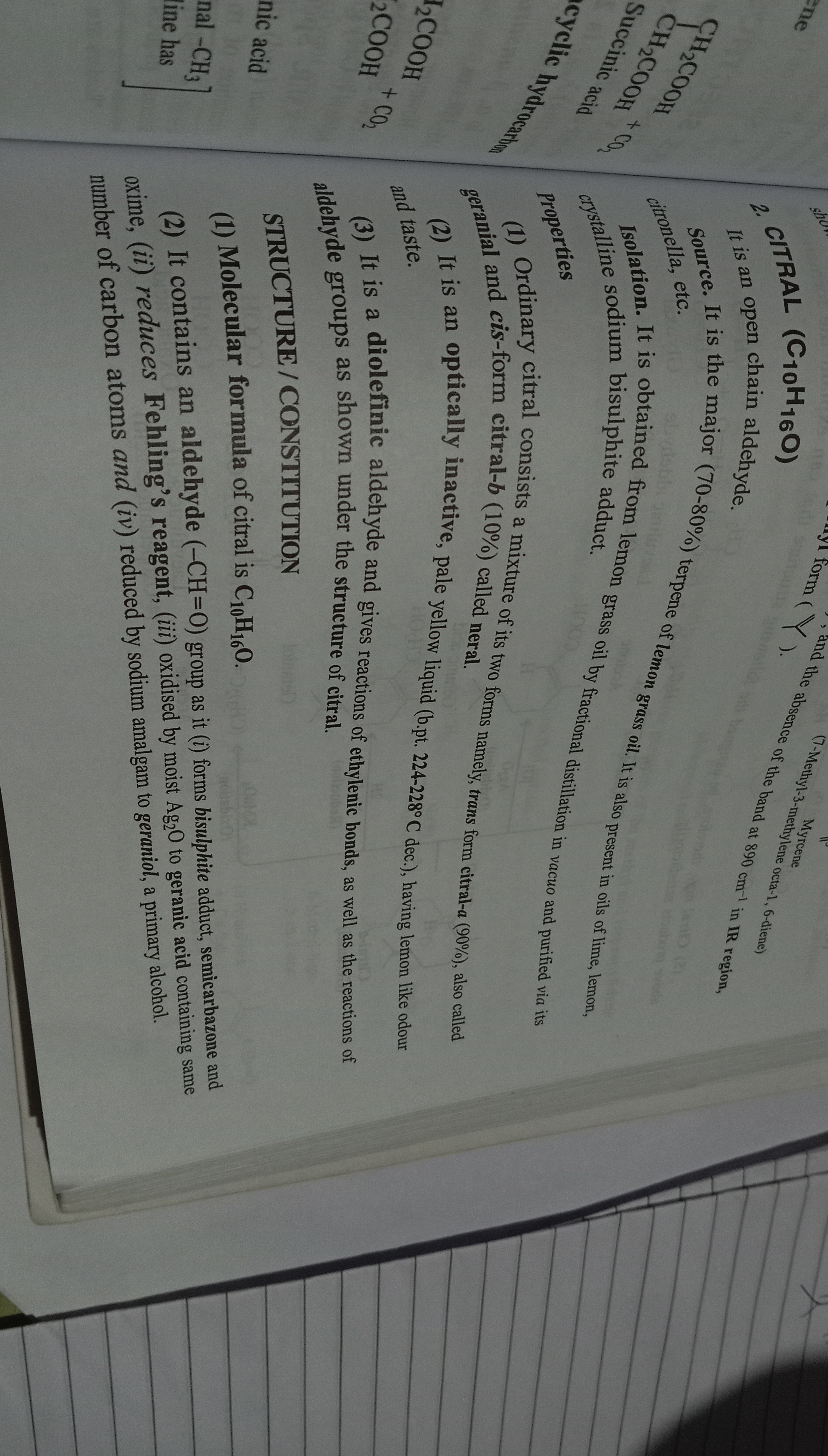 <p>Citral (C10H16O)</p>