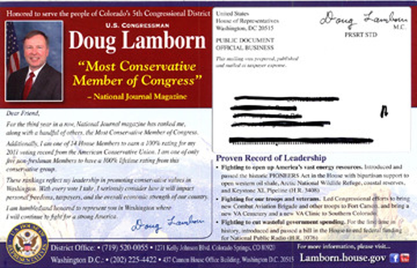 <p>A representative sends free newsletters to constituents to stay visible before an election</p>