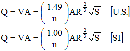 <p><span>formula used to estimate the flow of water in an open channel, such as a stream or partially filled pipe</span></p>
