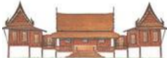 <p>Elevated on stout round posts, it has steep roofs with curved bargeboards and paneled walls leaning slightly inward;</p>