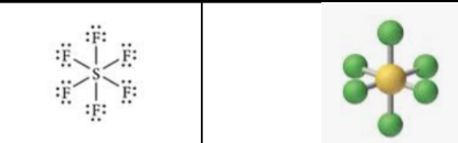 6 electron domains, 6 bonding groups, 0 lone pairs (sp3d2) (180)