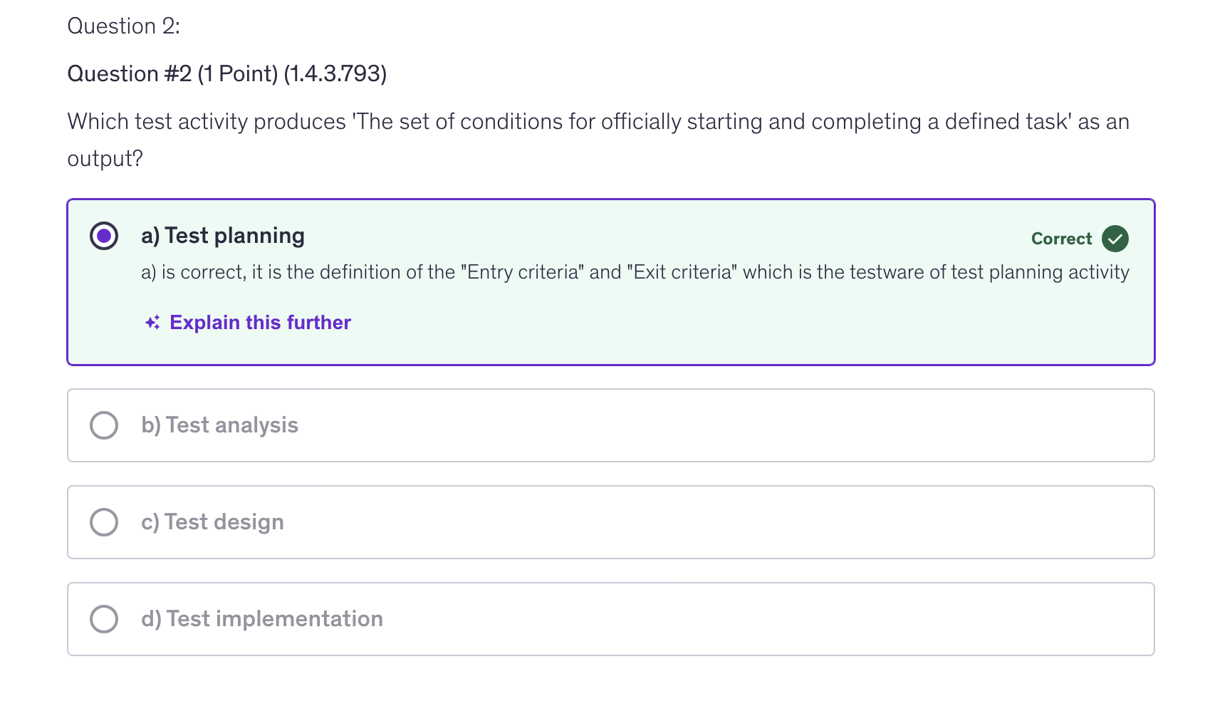 <p>a) Test planning</p>