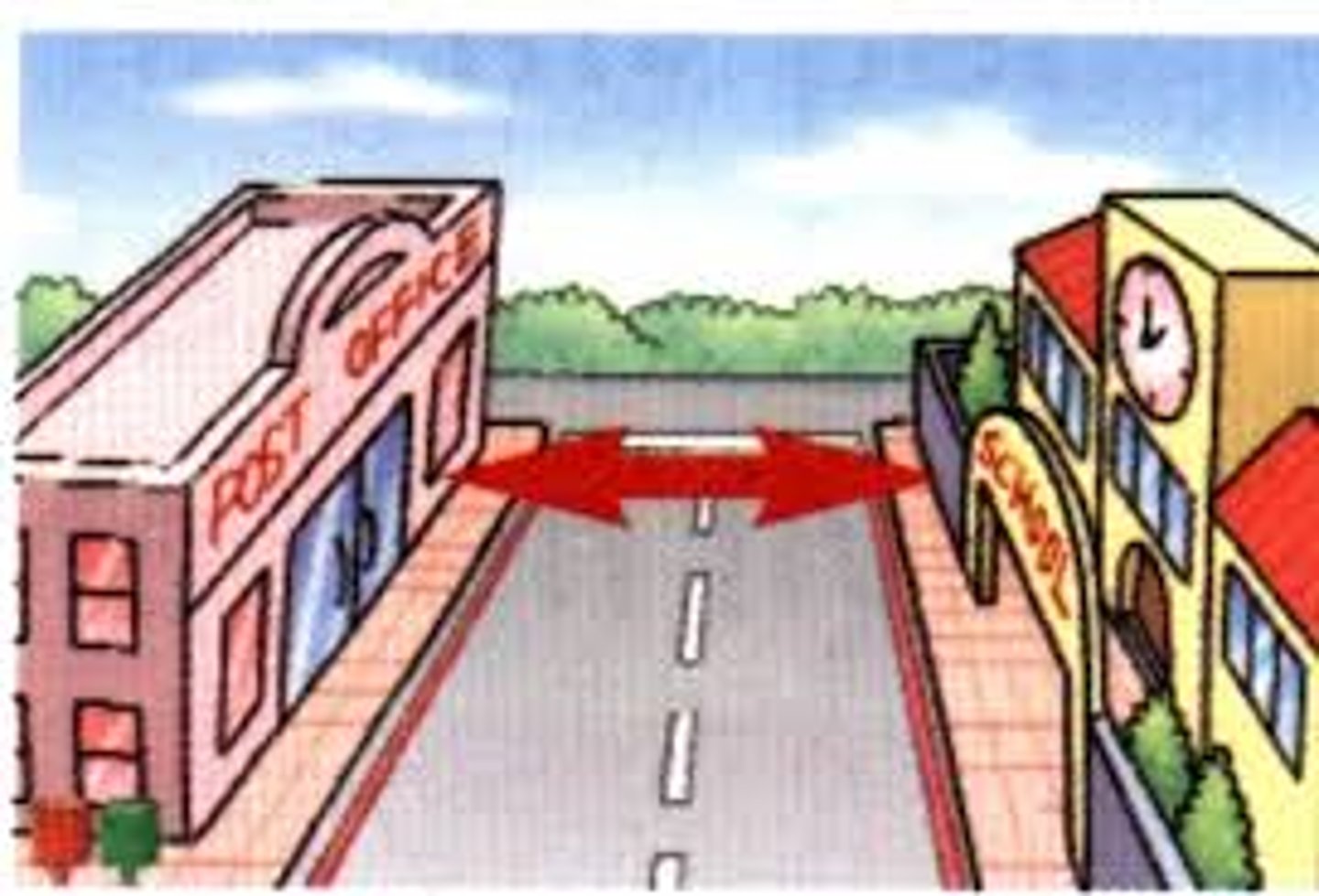 <p>across from...</p>