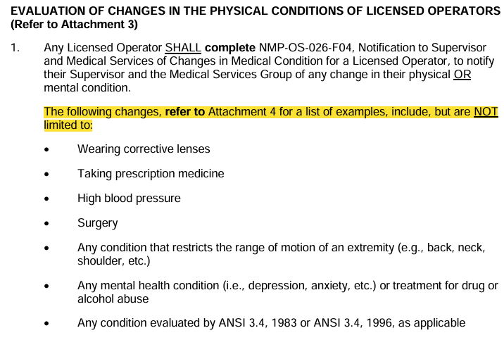 <p>NMP-SOS-026 License Administration</p><p>Requirements for Active License</p><p>Changes to Physical Conditions</p>