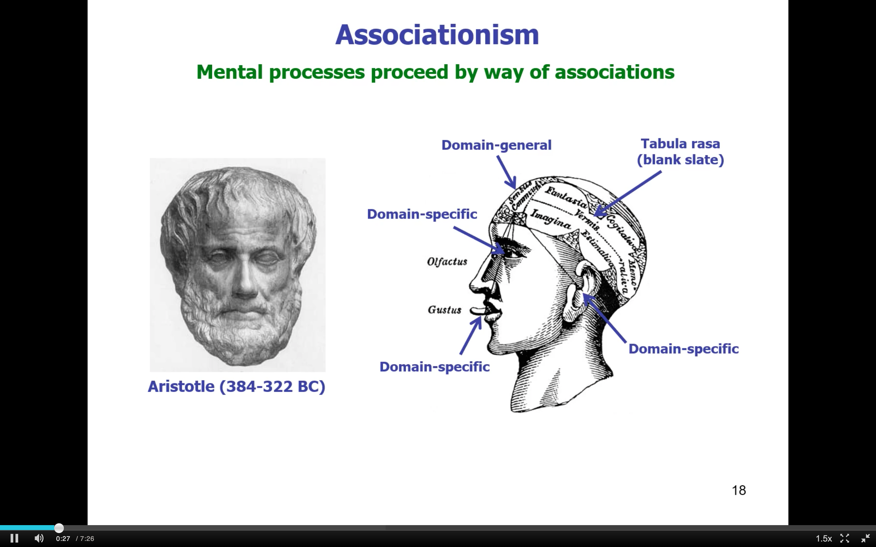 <p>= mental processes proceed by way of associations</p><ul><li><p>tabula rasa: the mind lacks content at birth</p></li><li><p>the mind is filled by perception: the mind uses smell, touch, hearing, taste, and sight to create the common sense</p></li><li><p>in common sense associations are formed between domain specific images (sensory images), e.g. shape and taste of an apple</p></li></ul>