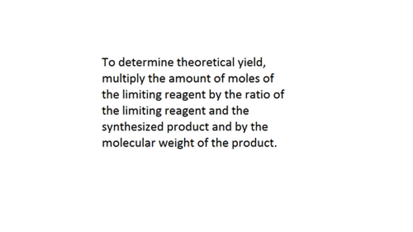 <p>the amount of product calculated from a 100% complete reaction of the limiting reagent</p>