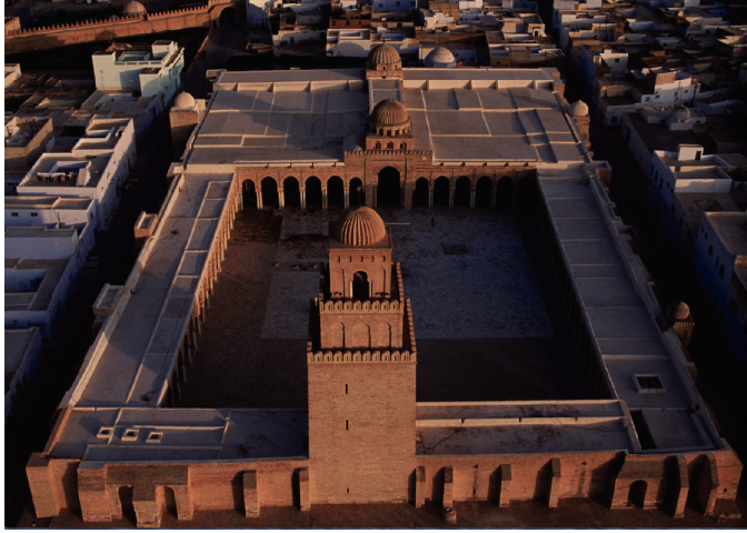 <p>One of the oldest mosques in North Africa; features a hypostyle prayer hall, massive square minaret, and marble courtyard. Served as a model for later Western Islamic architecture.</p>