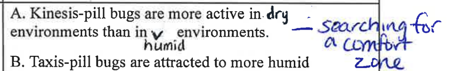 <p>a general change in activity or non-directional behavior by an animal in response to a stimulus. Fast movement usually indicates a search for a comfort zone, slow movement indicates it has found it.</p>