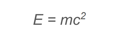 <p>E = energy (J)</p><p>m = mass (kg)</p><p>C = speed of light (ms<sup>-1</sup>)</p>
