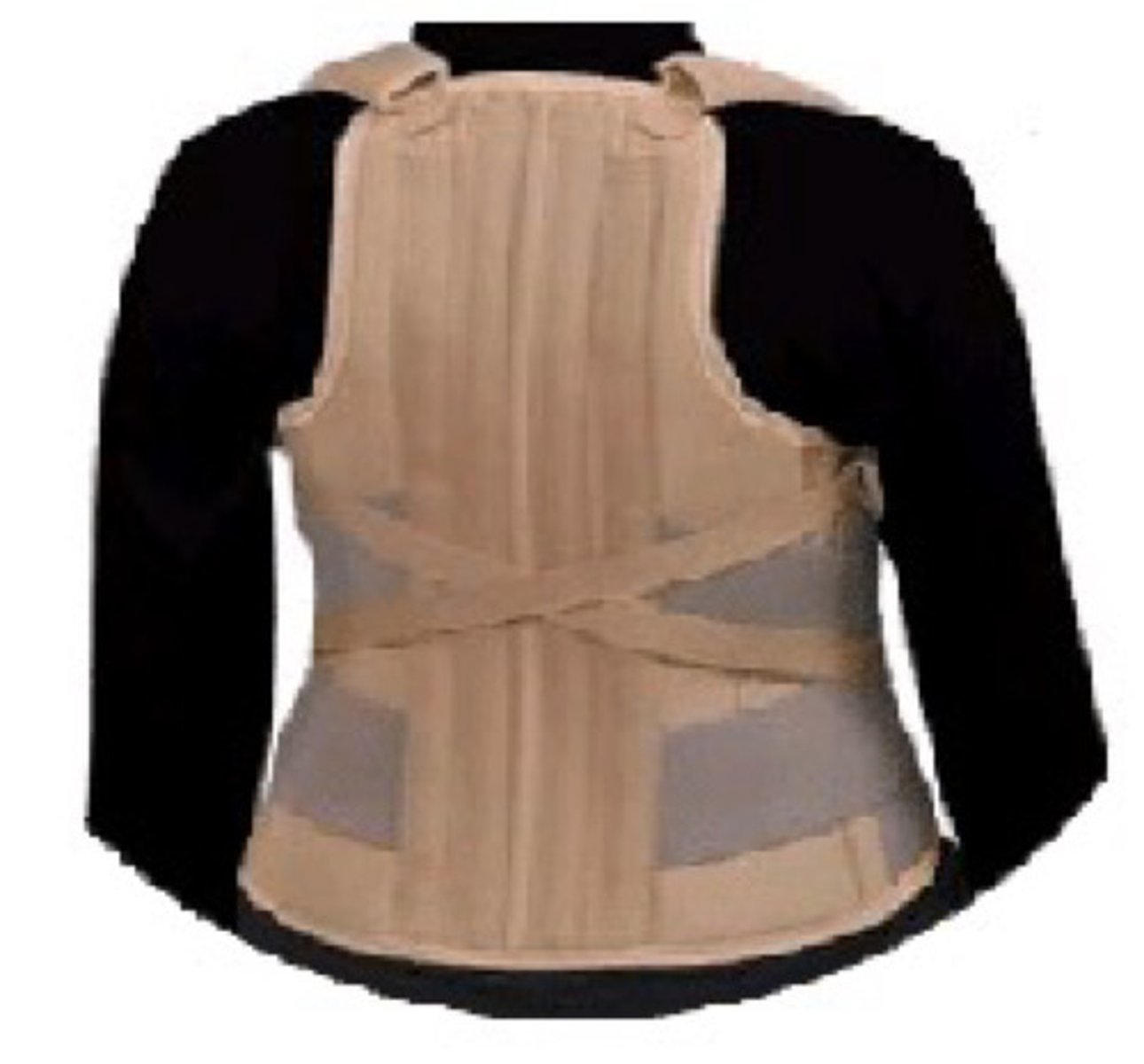 <p>inelastic</p><p>canvas/fabric</p><p>circumferential wrap with thoracic extension</p><p>rigid stays</p><p>shoulder straps</p><p>velcro straps/anterior snaps</p><p>increases hydrostatic compression</p>