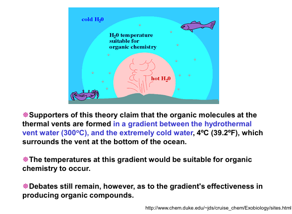 <p>A temperature gradient exists around a vent that is suitable for organic chemistry</p>