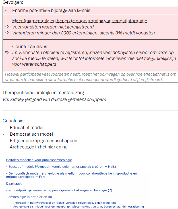 <p>= het proces waarbij verschillende groepen of actoren tegelijk kennis creëren over een bepaald onderwerp, vaak vanuit verschillende perspectieven en met diverse methoden.</p><p>In de context van erfgoed en archeologie betekent dit dat naast professionele archeologen bijvoorbeeld ook metaaldetectoristen, lokale bewoners of vrijwilligers bijdragen aan het begrijpen en interpreteren van het verleden.</p>