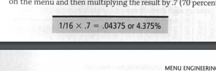 <p>this is the amount of item you have on the menu divided by one. This is then multiplied by .7</p><p></p>
