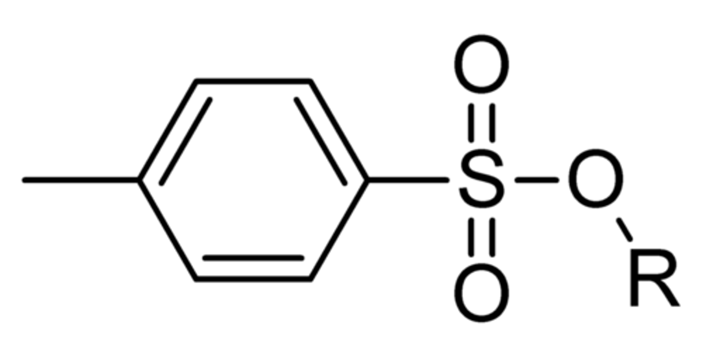 <p>*contain functional group -SO3C6H4CH3</p><p>-derived from toluenesulfonic acid</p><p>-can serve as protecting groups when we don't want alcohols to react</p><p>-will not react with many of the other reagents that would attack alcohols</p>
