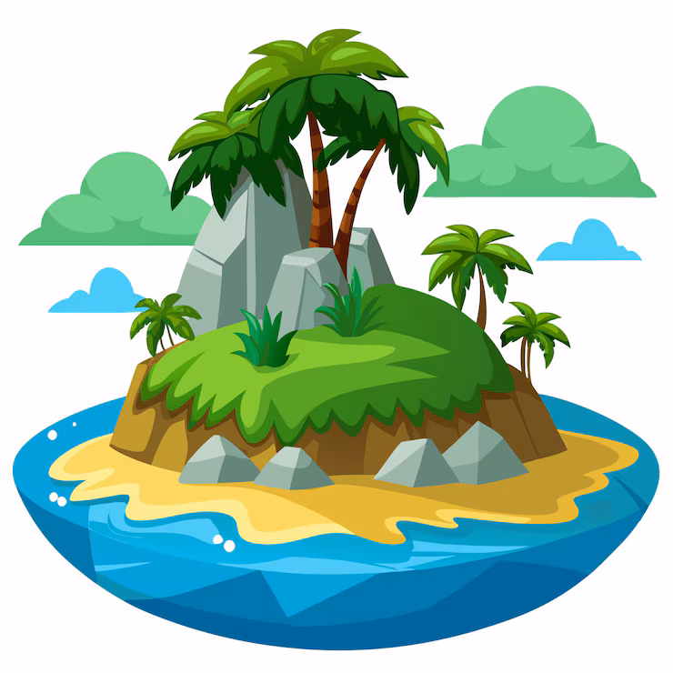 tiny land + trees 🌴 in the sea 🌊