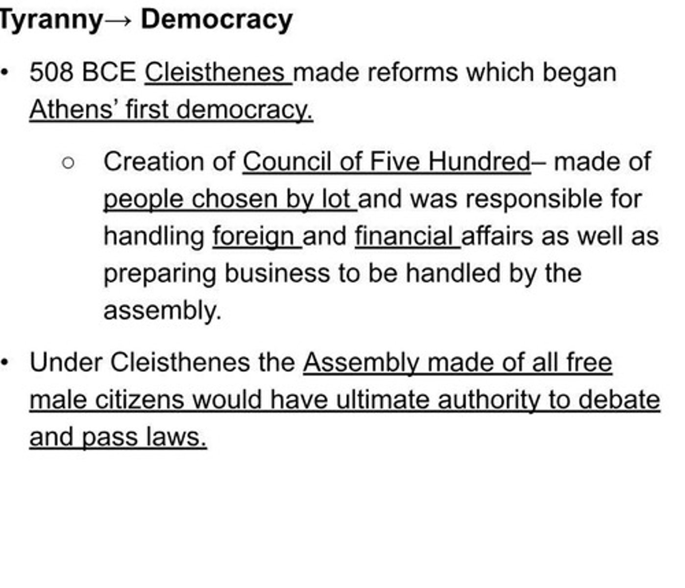 <p>He abolished debt slavery and created the Council of 400.</p>