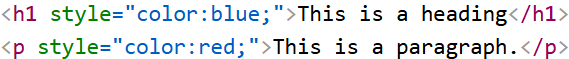 Heading -- Blue
Paragraph -- Red
