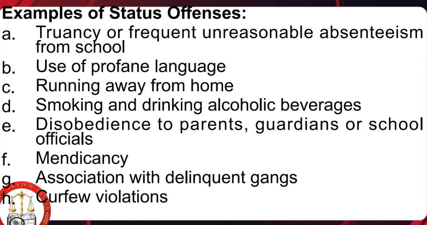 <p>status offense</p>