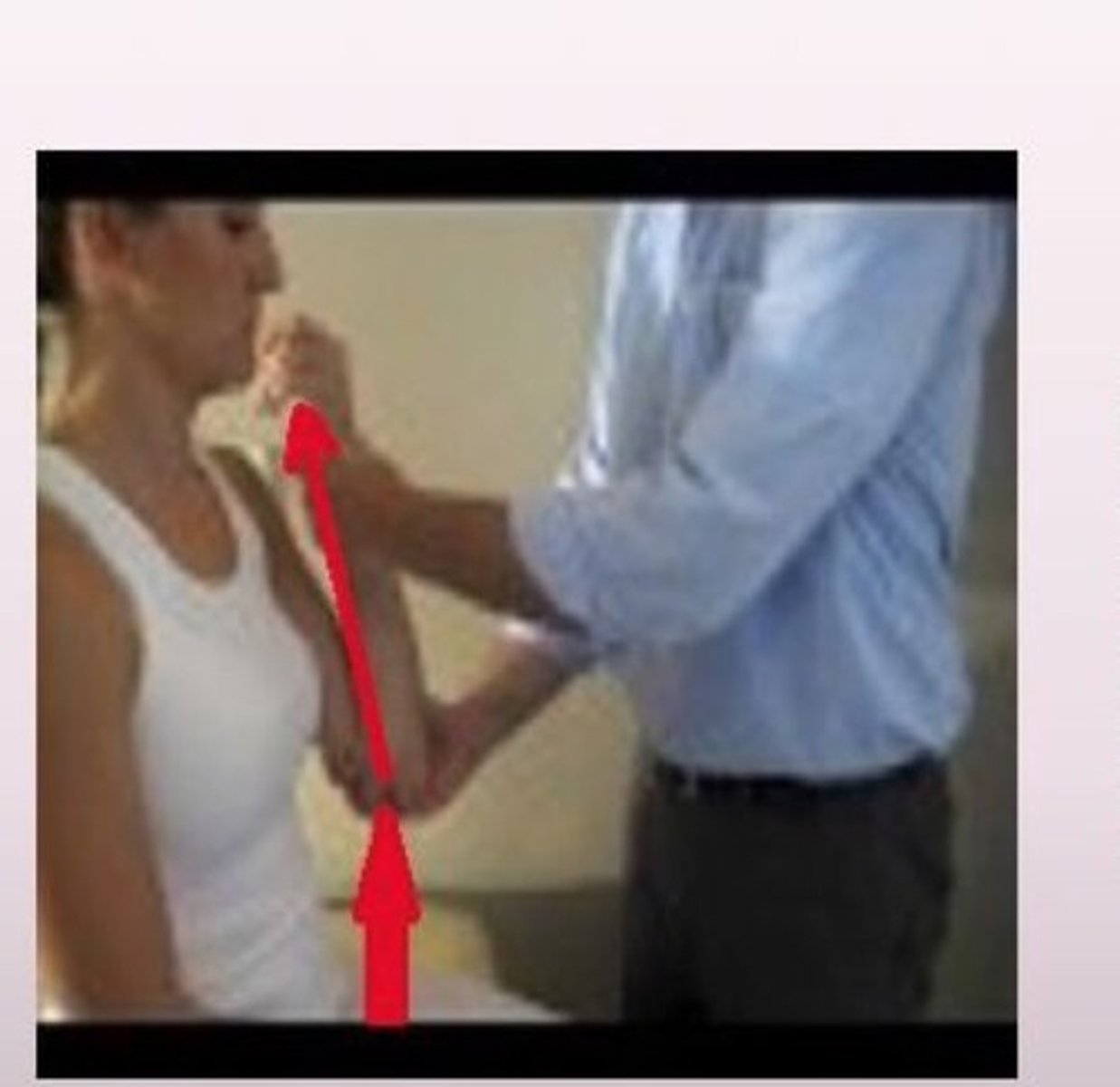 <p>cubital tunnel test; hold elbow in flex for 5 min with wrist neut to elicit symptoms</p>