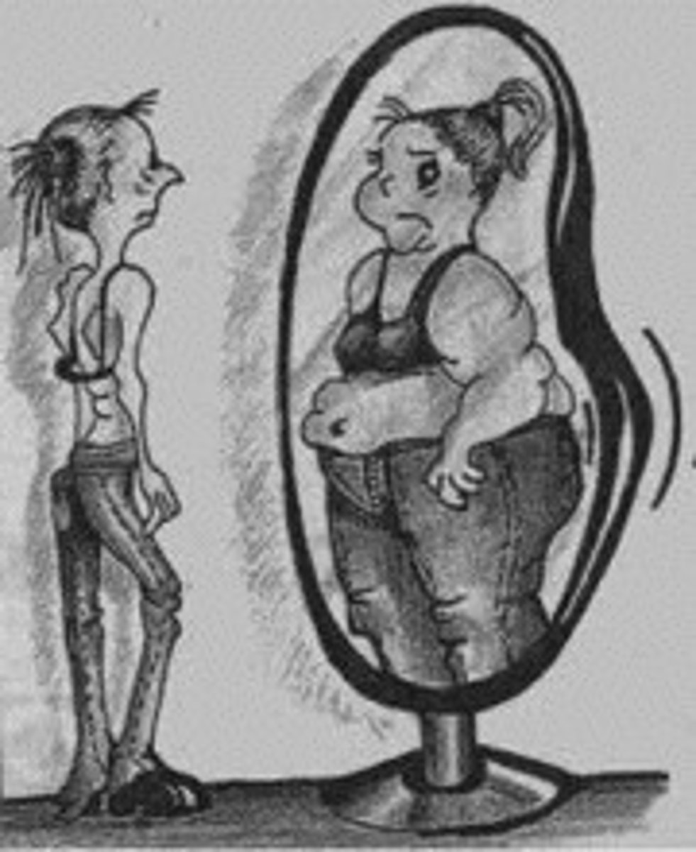 <p>starvation and excessive exercise</p>