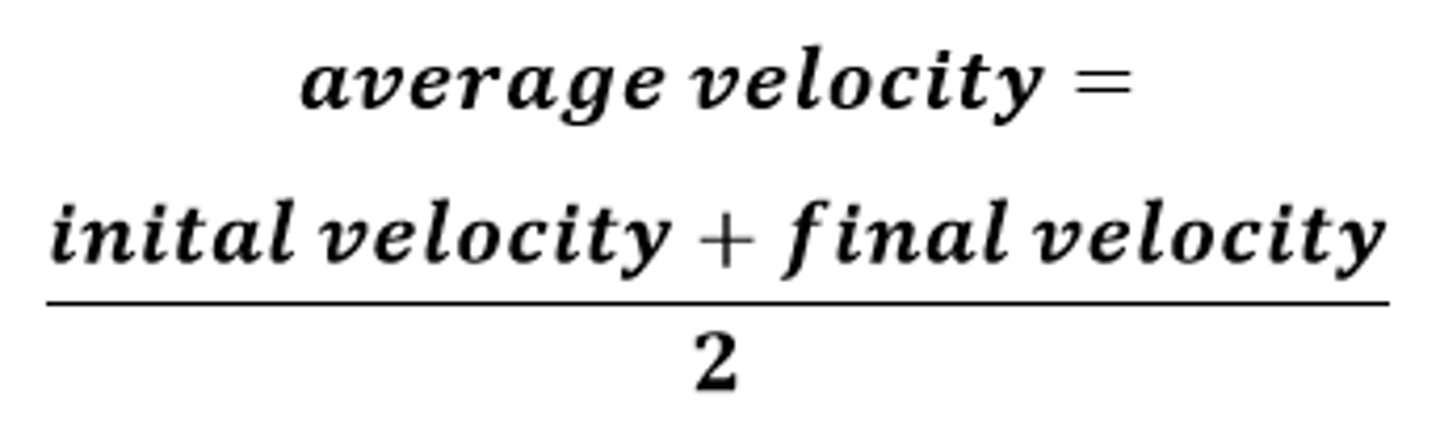 <p>Average velocity = (initial velocity + final velocity) ÷ 2</p>