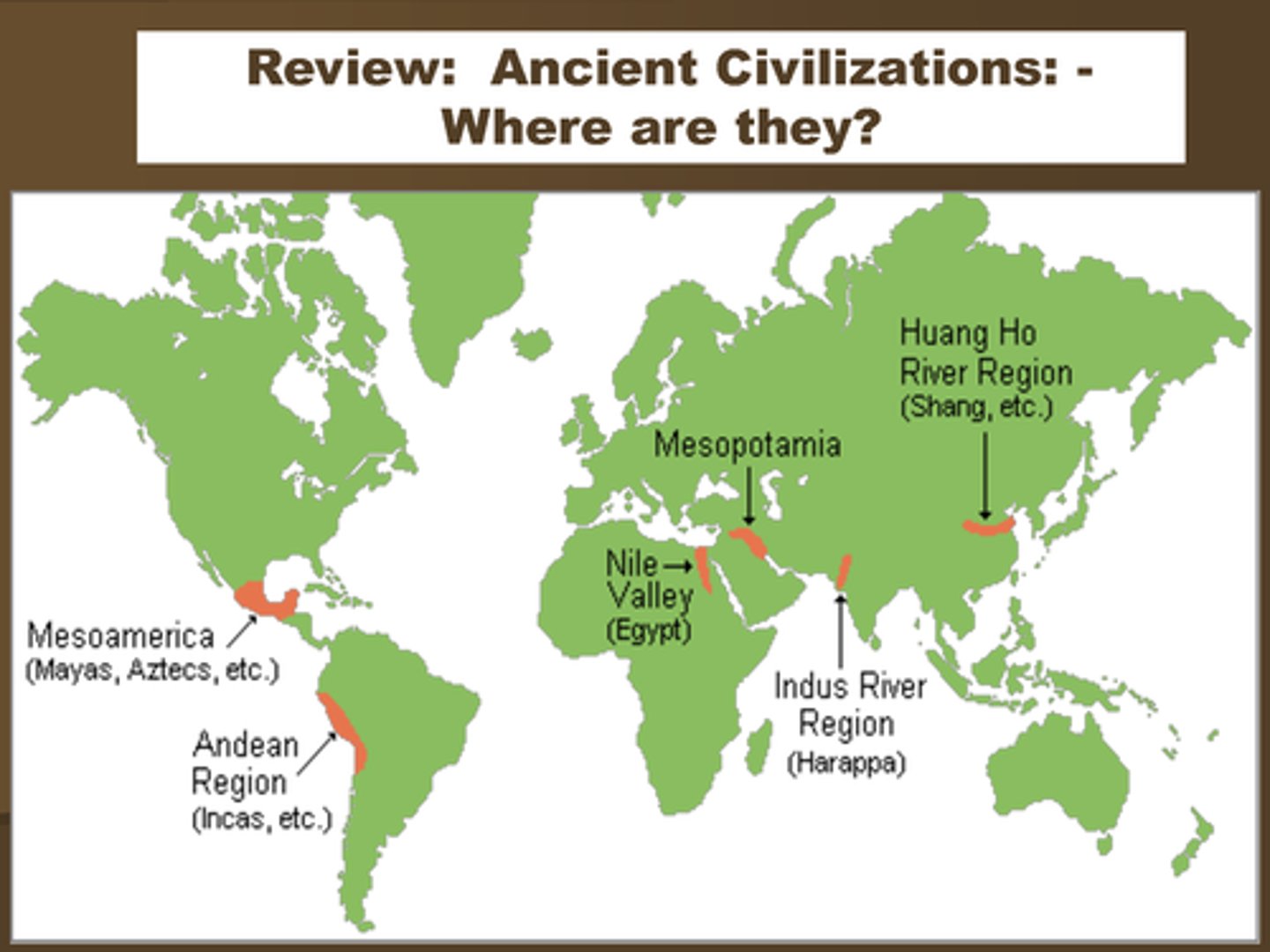 <p>An area like Mesopotamia, China, India, or the Nile Valley where large cities first existed.</p>
