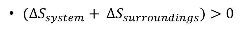 <p>Cells, tissues and organs = systems</p><p>Entropy (S) = degree of randomness/disorder</p><p>2nd law of thermodynamics = change in entropy of system + change of entropy in surroundings = 0</p><p>Difficult to measure in biochemical processes</p>