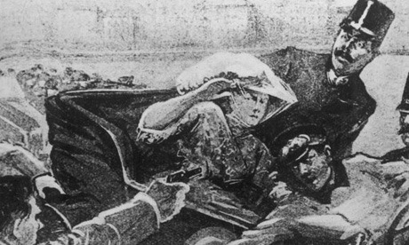 <p>the assassination of Archduke Franz Ferdinand shot by 18-year-old Gavrillo Princip. The trigger action of WWI.</p>