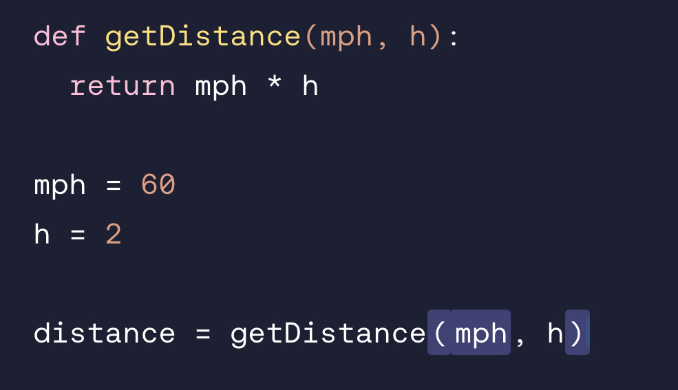<p>True, we pass data into functions whenever we want something.</p>