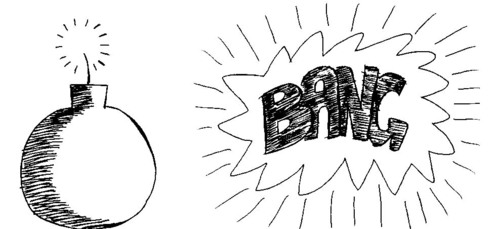 to explode (bombs); to fire (guns); to ring suddenly (alarms or alarm clocks)