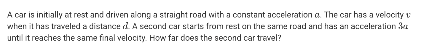 <p>A. 9d</p><p>B. 3d </p><p>C. d/3</p><p>D. d/9</p>