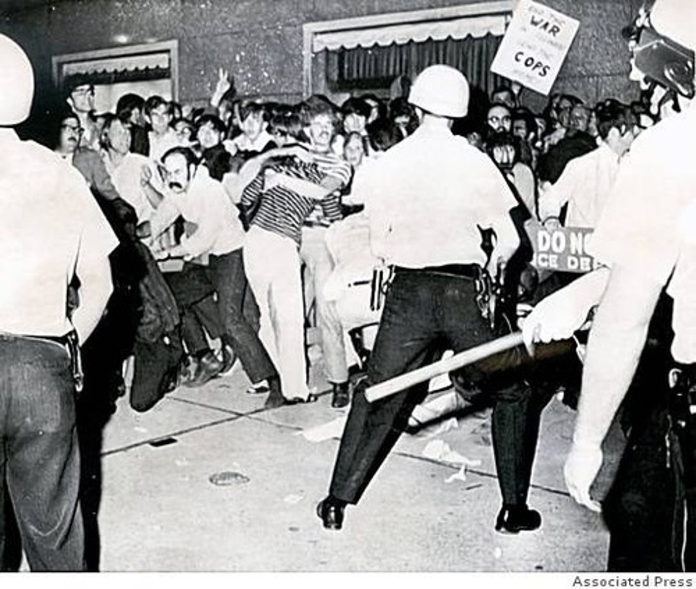 <p>DEFINITION</p><p>At the Democratic Nation Convention, there were violent clashes between party delegates, anti-war protesters, and the Chicago police; Hubert Humphrey won nomination (defeated by Nixon in Nov. 1968)</p>