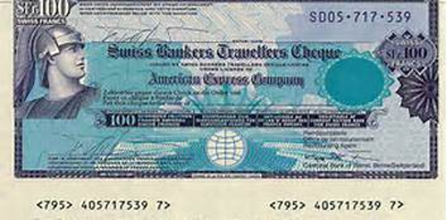 <p>el cheque de viajero</p>